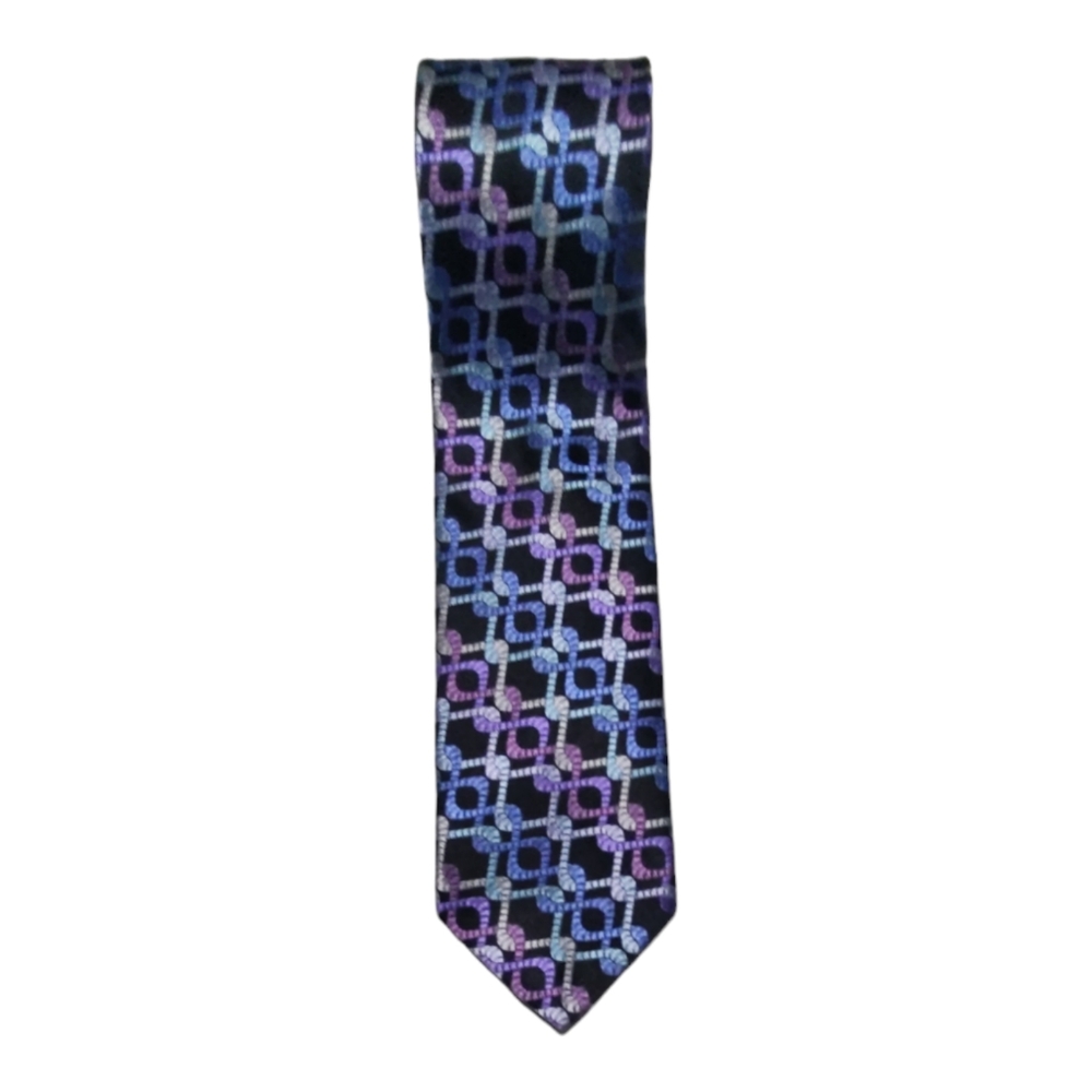 Robert Talbott Mens Extra Long Fine Silk Best Of Class Black Geometric Tie EUC